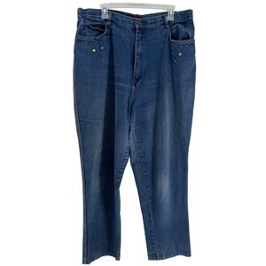 VTG 80s Cap Ferrat Jeans‎ Women 38 Blue Rhinestone Stud High Waist Retro Y2K Mom